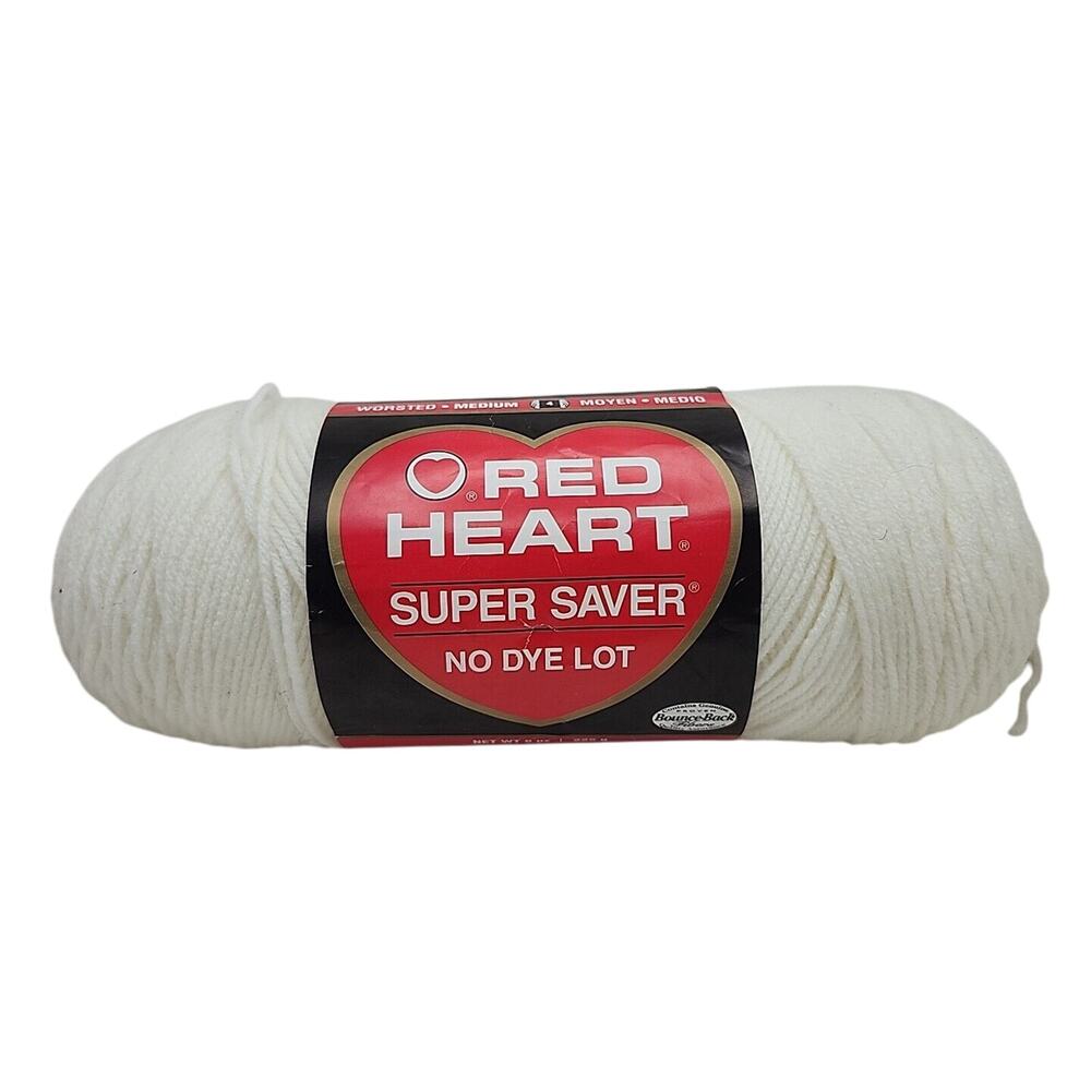 Red Heart Super Saver Yarn Soft White 8 Oz Skein E300 0316 Acrylic 4 Worsted